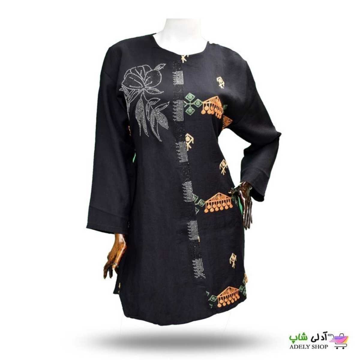 تصویر مانتو زنانه دخترانه نگین دار و خامه دوزی شده