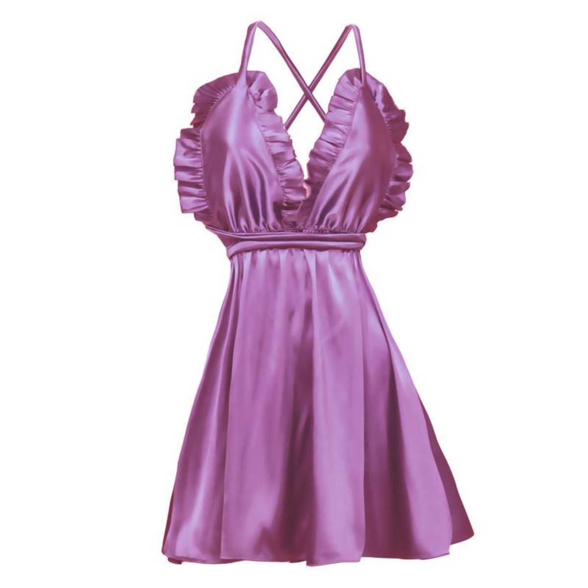 تصویر لباس خواب یکسره ساتن ابریشم 9830