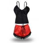 تصویر لباس خواب دو تکه تاپ و شورت ساتن م‍‍‍‍ٰٰژه ای 9912