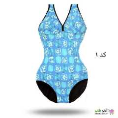 تصویر مایو اسلیپ قزن دار زنانه و دخترانه طرح دار دارای پد سینه