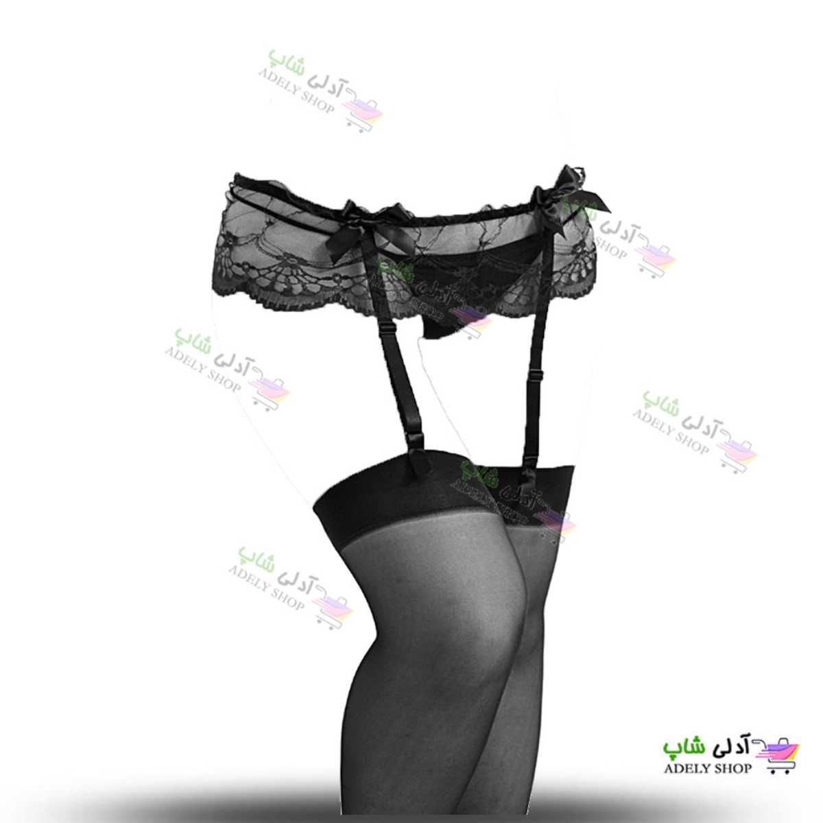 تصویر بند فانتزی نگهدارنده جوراب بالا زانو بیلیسی سفید/مشکی  beileisi 5002