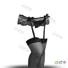 تصویر بند فانتزی نگهدارنده جوراب بالا زانو بیلیسی سفید/مشکی  beileisi 5002