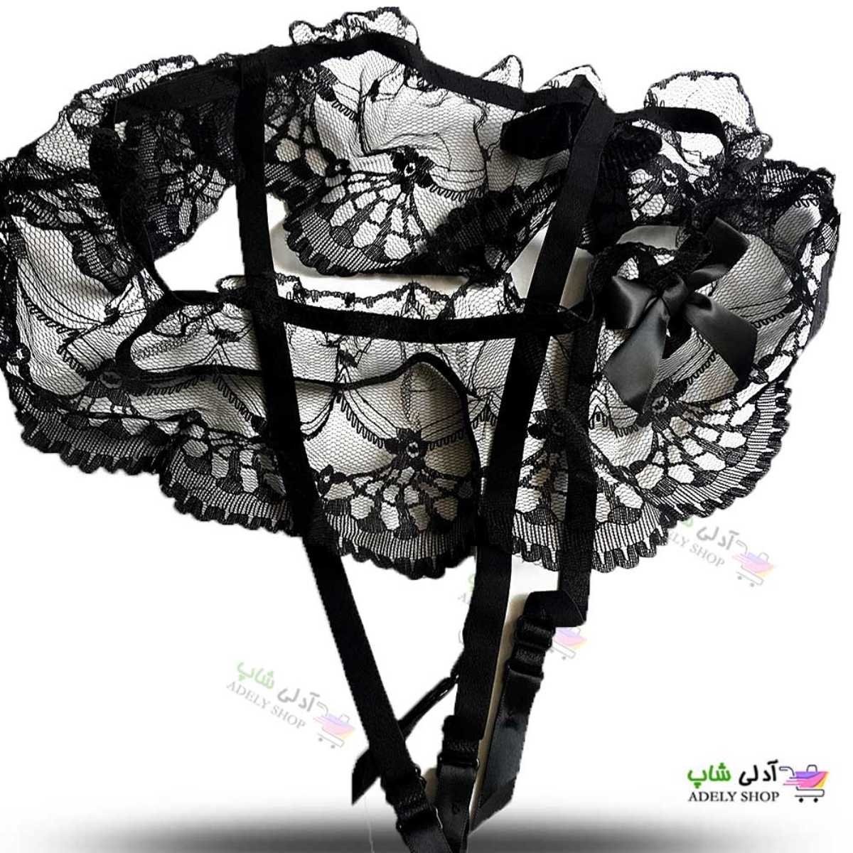 تصویر بند فانتزی نگهدارنده جوراب بالا زانو بیلیسی سفید/مشکی  beileisi 5002