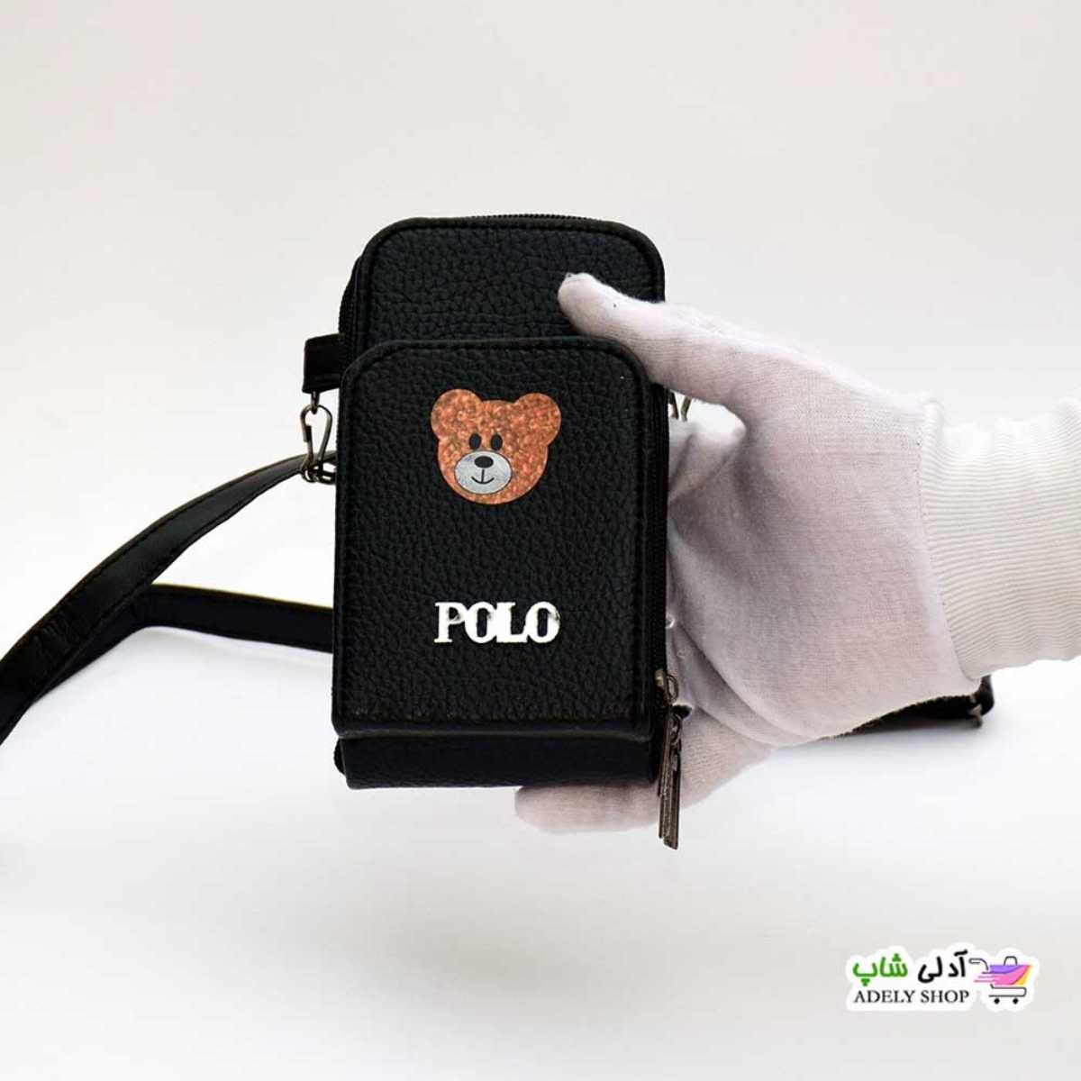 تصویر کیف رو دوشی زنانه/دخترانه پاسپورتی مینی بگ خرسی سه زیپ کد 402