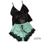 تصویر لباس خواب دو تکه تاپ و شورت ساتن م‍‍‍‍ٰٰژه ای 9912