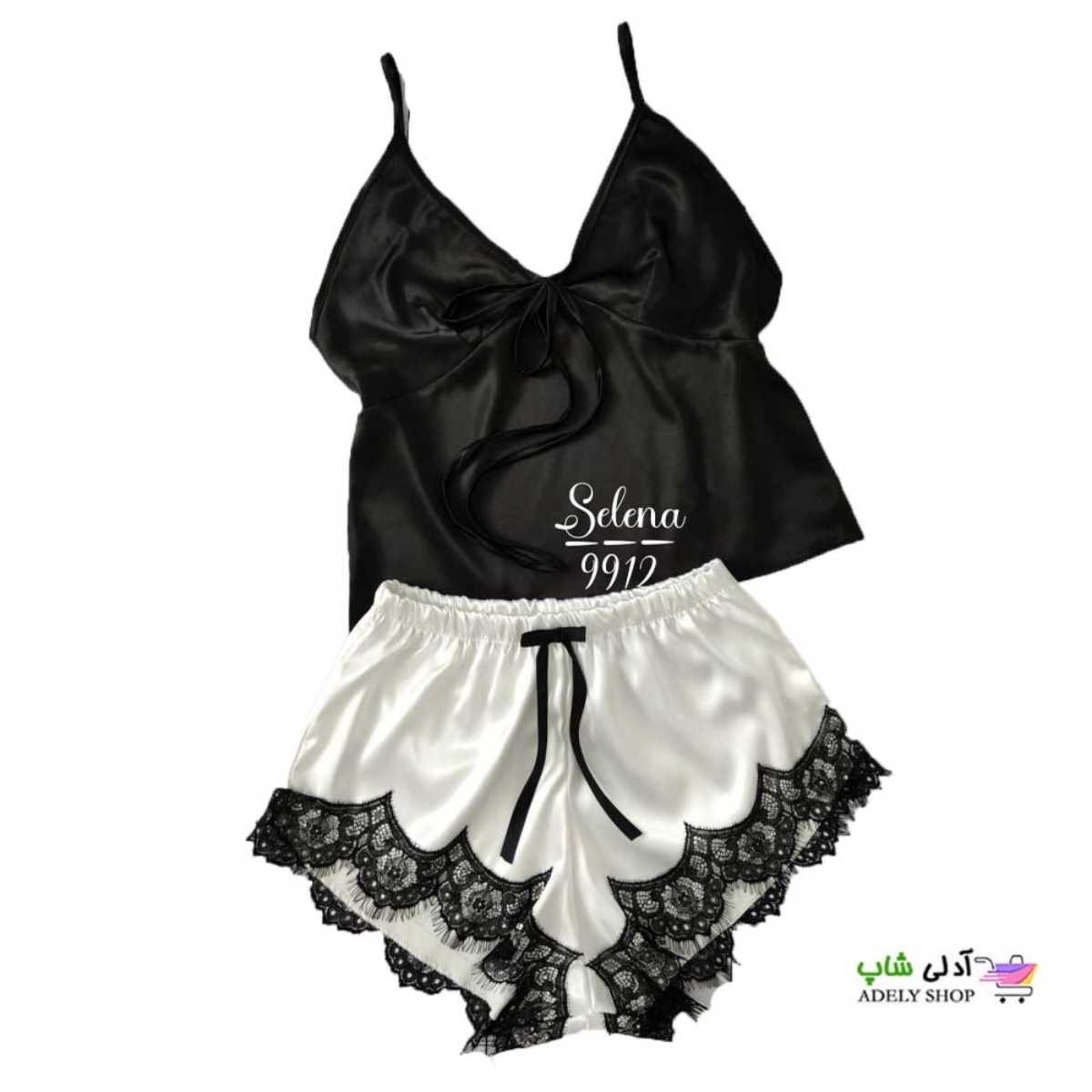 تصویر لباس خواب دو تکه تاپ و شورت ساتن م‍‍‍‍ٰٰژه ای 9912