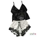 تصویر لباس خواب دو تکه تاپ و شورت ساتن م‍‍‍‍ٰٰژه ای 9912