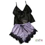 تصویر لباس خواب دو تکه تاپ و شورت ساتن م‍‍‍‍ٰٰژه ای 9912