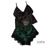 تصویر لباس خواب دو تکه تاپ و شورت ساتن م‍‍‍‍ٰٰژه ای 9912