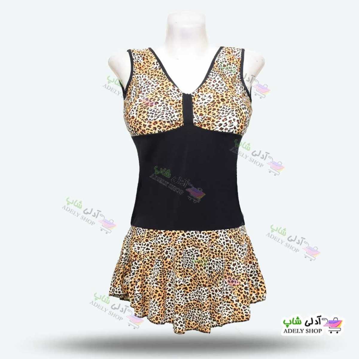 تصویر مایو اسلیپ دامن دار زنانه و دخترانه طرح پلنگی تا 48 کاپ دار