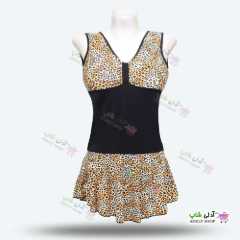 تصویر مایو اسلیپ دامن دار زنانه و دخترانه طرح پلنگی تا 48 کاپ دار