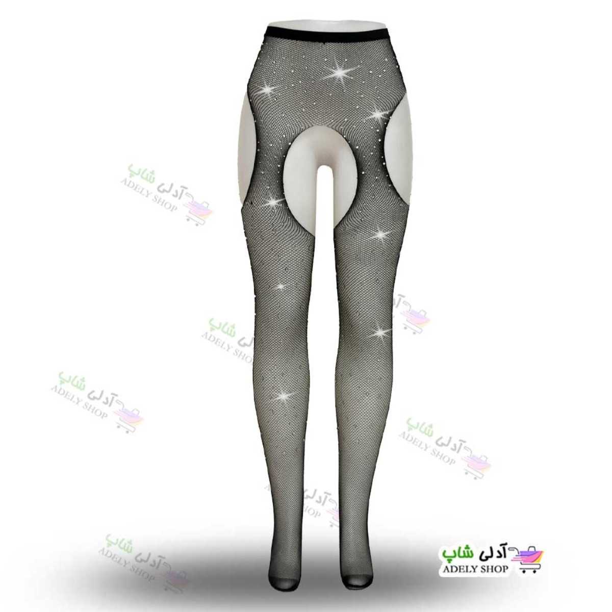 تصویر جوراب شلواری نگین دار فانتزی فاق باز بغل باز