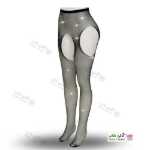 تصویر جوراب شلواری نگین دار فانتزی فاق باز بغل باز بیلیسی 2-2136