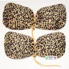 تصویر سوتین چسبی دکلته پروانه‌ای طرح پلنگی (سوتین ژله ای)