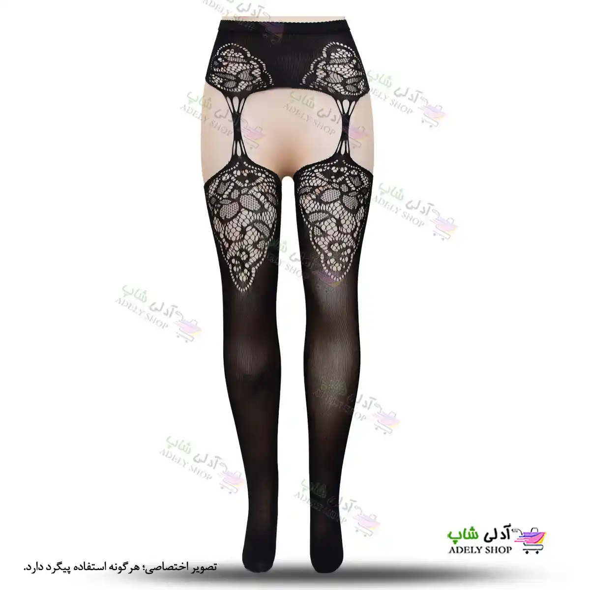 تصویر جوراب فانتزی بالازانو بند دار زنانه 6068