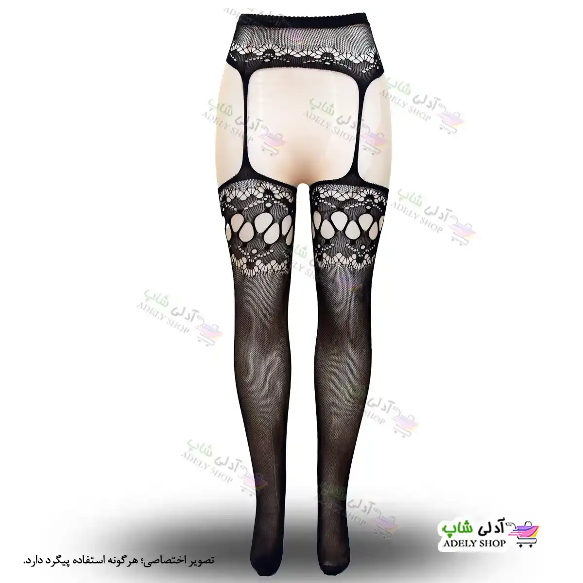 تصویر جوراب فانتزی بالازانو بند دار زنانه 6092