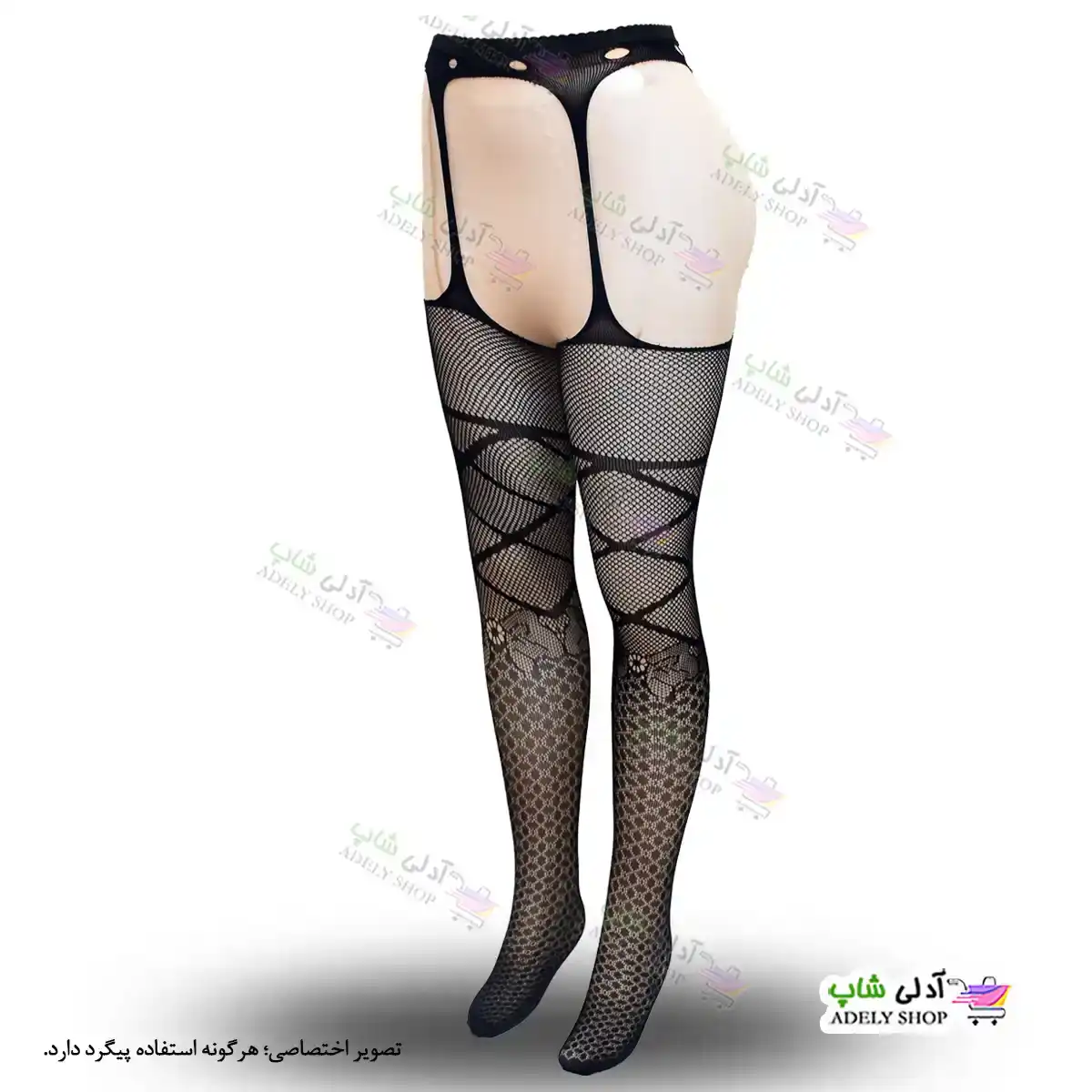 تصویر جوراب فانتزی بالازانو بند دار زنانه 6056