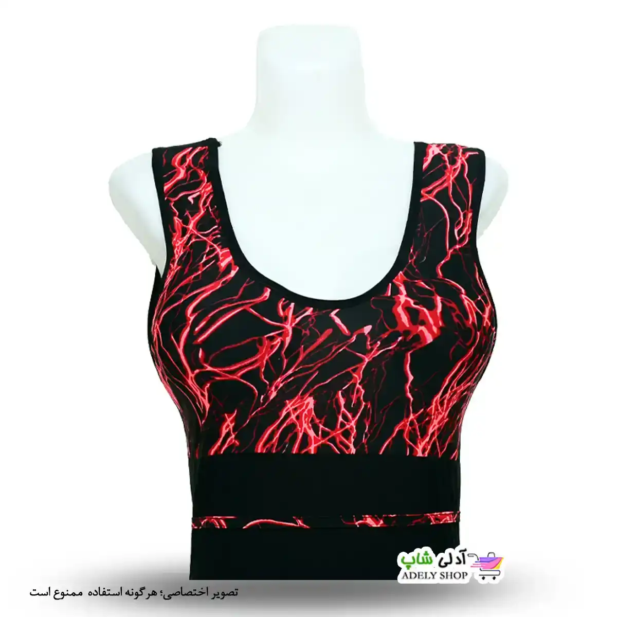 تصویر مایو پادار زنانه و دخترانه طرح صاعقه دارای کاپ سینه