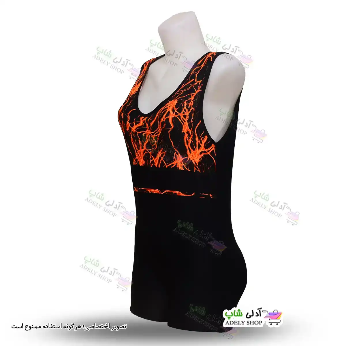 تصویر مایو پادار زنانه و دخترانه طرح صاعقه دارای کاپ سینه  نارنجی