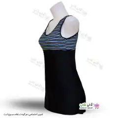 تصویر مایو زنانه و دخترانه کاپدار با دامن یکسره پارچه خارجی