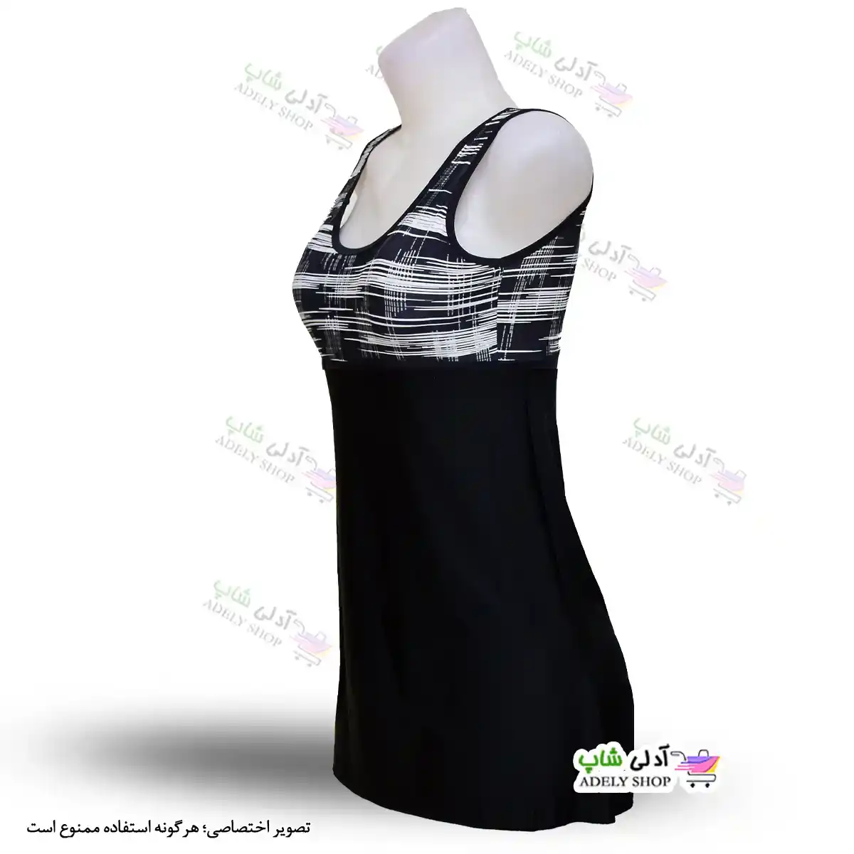 تصویر مایو زنانه و دخترانه کاپدار دولایه با دامن یکسره پارچه خارجی