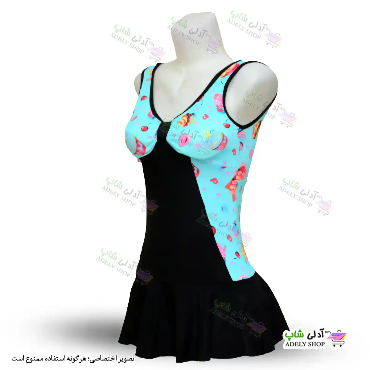 تصویر مایو زنانه و دخترانه کاپدار با دامن یکسره پارچه خارجی