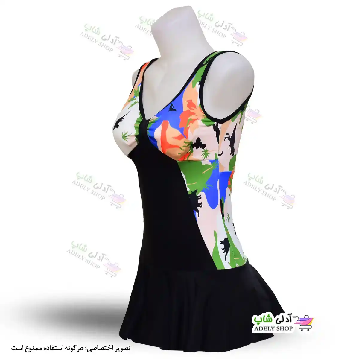 تصویر مایو زنانه و دخترانه دامن دار طرحدار با پارچه خارجی و پد سینه