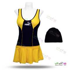 تصویر مایو زنانه و دخترانه اسلیپ دامن دار Puma + کلاه هدیه - انبه ای