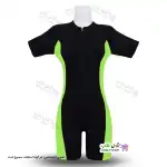 تصویر مایو اسلامی زنانه و دخترانه پادار با پارچه ضخیم غواصی - سبز فسفری 42-48