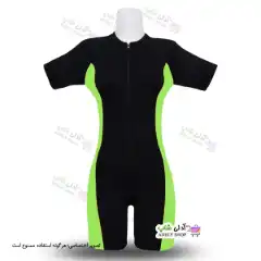 تصویر مایو اسلامی زنانه و دخترانه پادار با پارچه غواصی سبز فسفری 42-48
