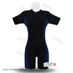 تصویر مایو اسلامی زنانه و دخترانه پادار با پارچه ضخیم غواصی - سرمه ای 42-48