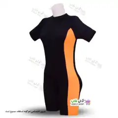 تصویر مایو اسلامی زنانه و دخترانه پادار با پارچه غواصی نارنجی 42-48
