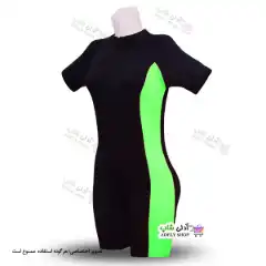 تصویر مایو اسلامی زنانه و دخترانه پادار با پارچه ضخیم غواصی - سبز فسفری 42-48