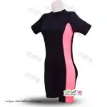 تصویر مایو اسلامی زنانه و دخترانه پادار با پارچه ضخیم غواصی - صورتی 42-48