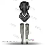 تصویر ست دوتکه بادی زنانه فانتزی و جوراب زنانه FZ46