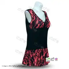تصویر مایو دامن دار زنانه و دخترانه طرح صاعقه کاپدار به همراه کلاه 44-52