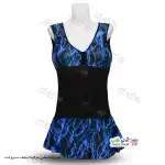 تصویر مایو دامن دار زنانه و دخترانه طرح صاعقه کاپدار 44-50آبی