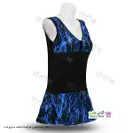 تصویر مایو دامن دار زنانه و دخترانه طرح صاعقه کاپدار 44-50آبی