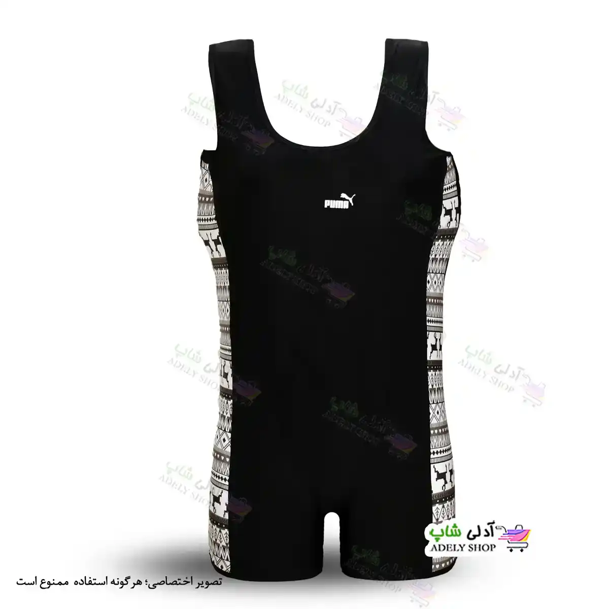 تصویر مایو سایز بزرگ پادار زنانه و دخترانه طرح سنتی سایز 50 تا 56