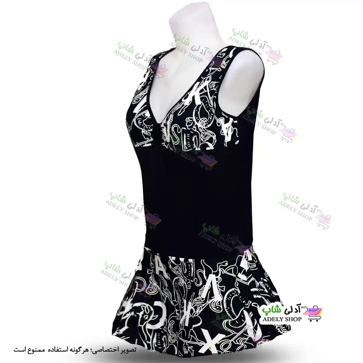 تصویر مایو دامن دار زنانه و دخترانه  به همراه کلاه 44-50