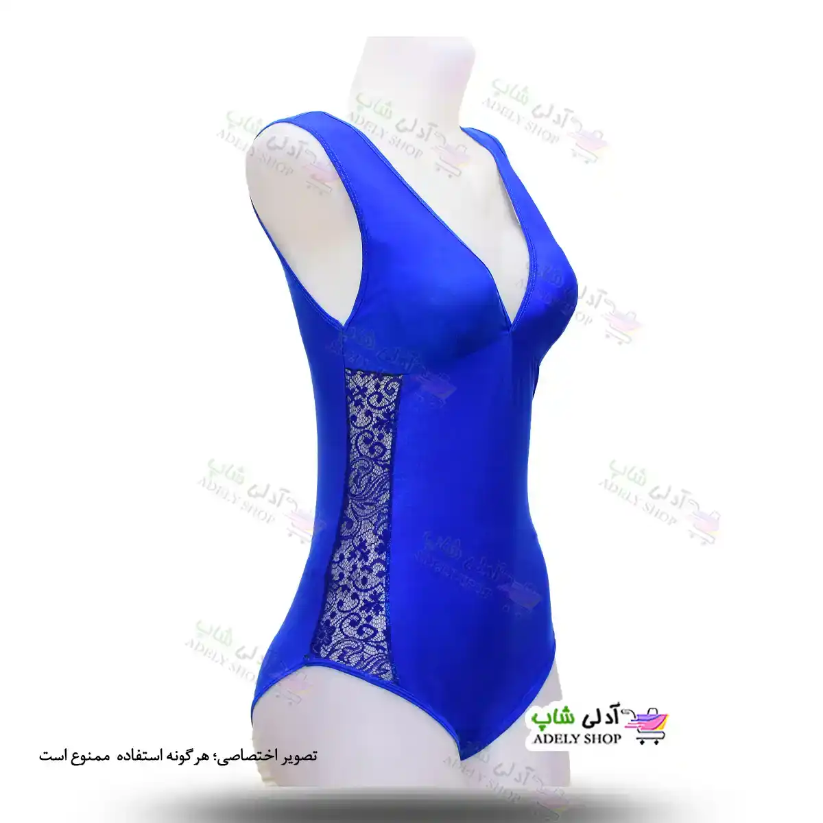 تصویر مایو اسلیپ زنانه و دخترانه فانتزی کاپدار بغل تور- آبی