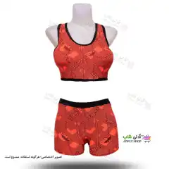 تصویر مایو دو تکه پادار زنانه و دخترانه  adidas به همراه کلاه