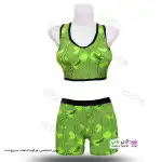 تصویر مایو دو تکه پادار زنانه و دخترانه adidas به همراه کلاه