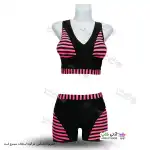 تصویر مایو دو تکه زنانه و دخترانه کاپدار طرح ملوانی سایز 40 تا 44