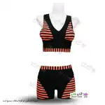 تصویر مایو دو تکه زنانه و دخترانه کاپدار طرح ملوانی سایز 40 تا 44