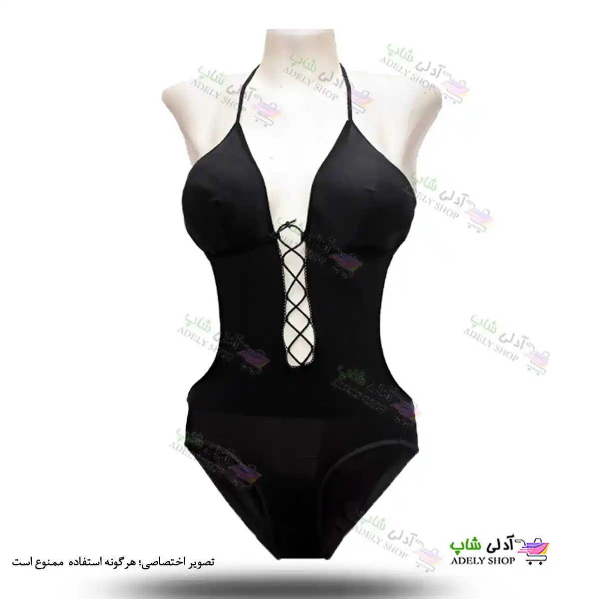 تصویر مایو اسلیپ زنانه و دخترانه کاپدار فانتزی با بند ضربدری