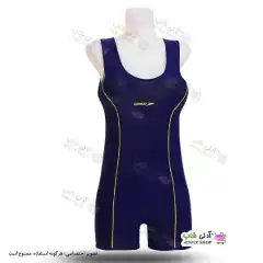 تصویر مایو پادار زنانه سایز خیلی بزرگ 50 تا54 به همراه کلاه سرمه ای