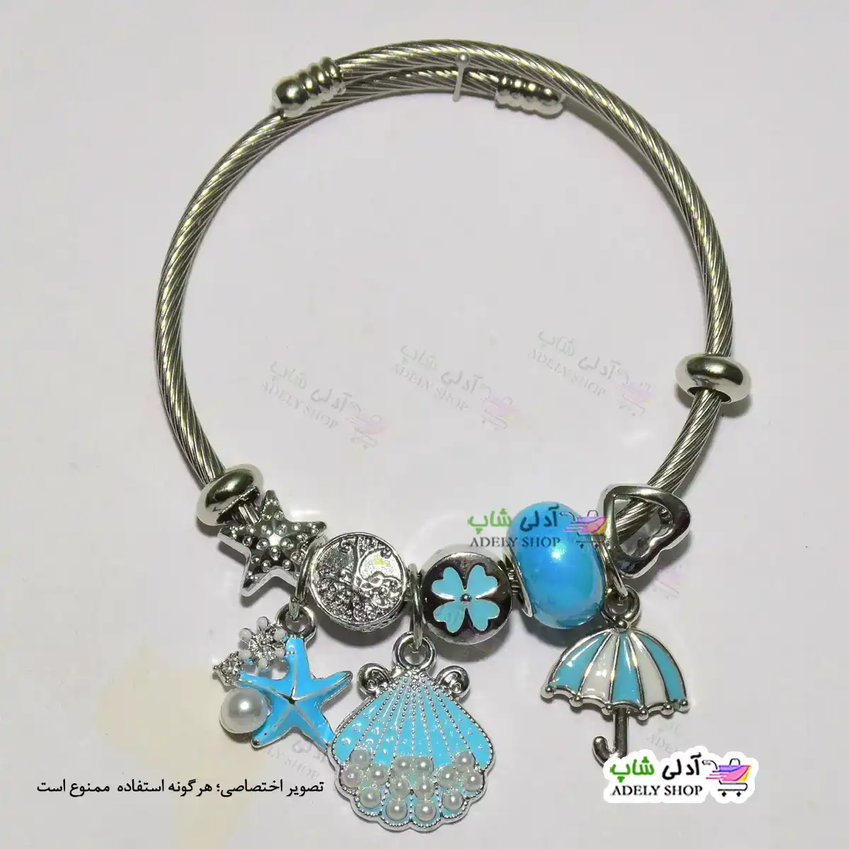 تصویر دستبند پاندورا طرح مروارید وصدف