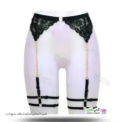 تصویر بند فانتزی نگهدارنده جوراب بالا زانو شورت دار 3 تکه