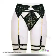 تصویر بند فانتزی نگهدارنده جوراب بالا زانو شورت دار 3 تکه